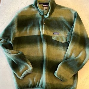 Patagonia Mens Large Synchilla Jacket Green Gradient Ombre Fleece Pullover